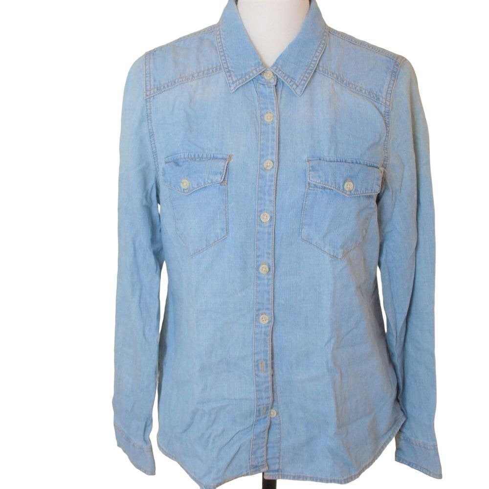 Mossimo Supply Co Blue Denim Button Front Shirt Womens Medium